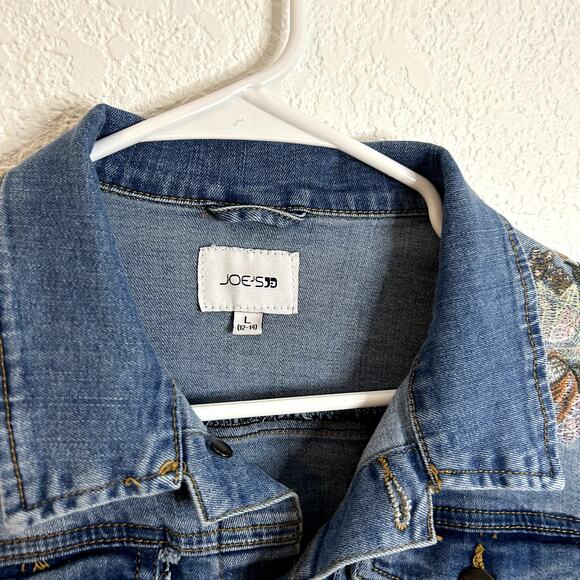 Joe's Jeans Denim Jacket Kids Size Large Womens Small Embroidery - Picture 5 of 7